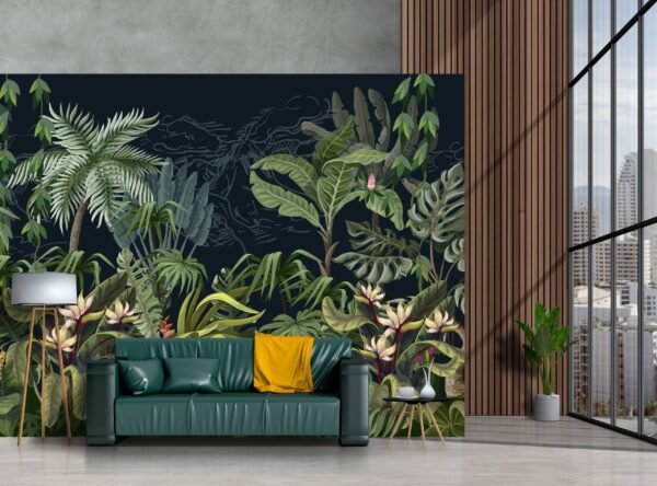 Tropical Paradise Wallpaper - Vibrant Jungle Wall Mural with Palm Trees & Flowers - Relaxing Nature Theme - Summer Decor Home Inspo - Bedroom