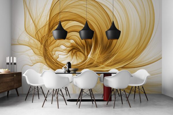 Golden Swirl Wallpaper - Abstract & Geometric Mural - Luxury Wall Mural - Home Decor, Living Room, Bedroom