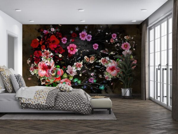 Black & White Watercolor Floral Wallpaper - Elegant & Sophisticated Mural - Bedroom, Living Room, Dining Room Decor