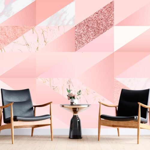 Pink Dream Wallpaper - Abstract & Fluid Mural - Contemporary & Modern - Marble Accents - Bedroom, Dining, Home Office, Entryway - Summer Decor