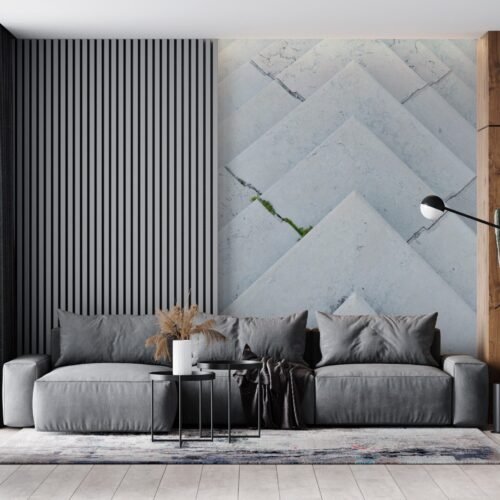 Modern Black & White Marble Wallpaper - Geometric Mural - Self-Adhesive Wall Mural - Contemporary Living Room Decor - Luxurious Marble Pattern