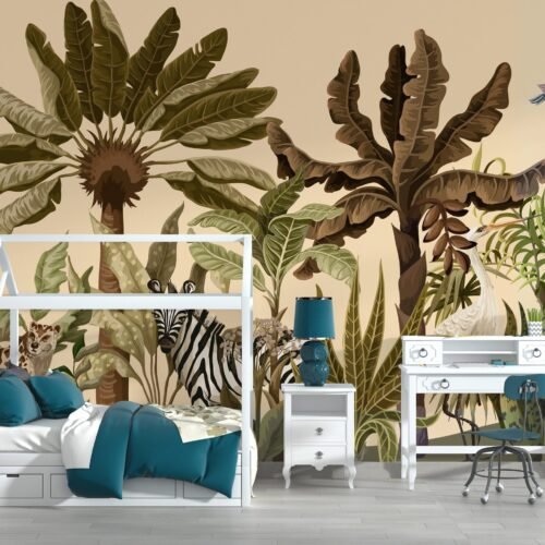 Tropical Paradise Wallpaper - Vibrant Jungle Wall Mural with Palm Trees & Flowers - Relaxing Nature Theme - Summer Decor Home Inspo - Bedroom