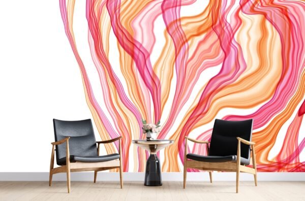 Pink Gold Alcohol Ink Fluid Art Wallpaper - Abstract & Modern Mural - 3D Illusion Marble - Kids Room, Living Room & Home Decor - Summer Decor