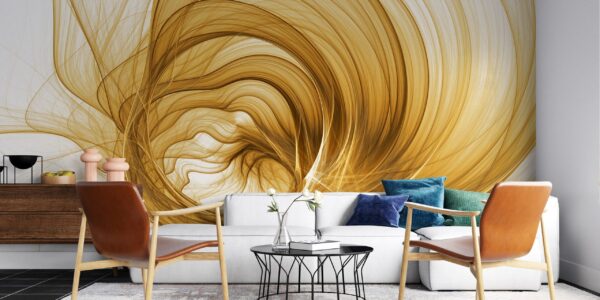 Golden Swirl Wallpaper - Abstract & Geometric Mural - Luxury Wall Mural - Home Decor, Living Room, Bedroom