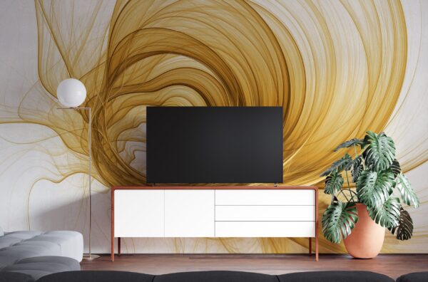 Golden Swirl Wallpaper - Abstract & Geometric Mural - Luxury Wall Mural - Home Decor, Living Room, Bedroom