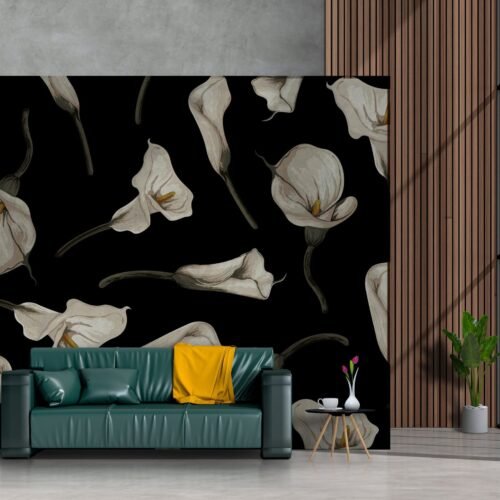 Modern Minimalist Bedroom Wallpaper - Black, Brown, Orange, White & Yellow - Geometric Mural - 3D Wall Panels - Home Decor