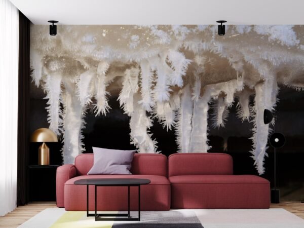 Icy Cave Wallpaper - Nature Mural - Cold & Frozen Landscape - Winter Wonderland - Bedroom,Home Office, Entryway - Summer Decor