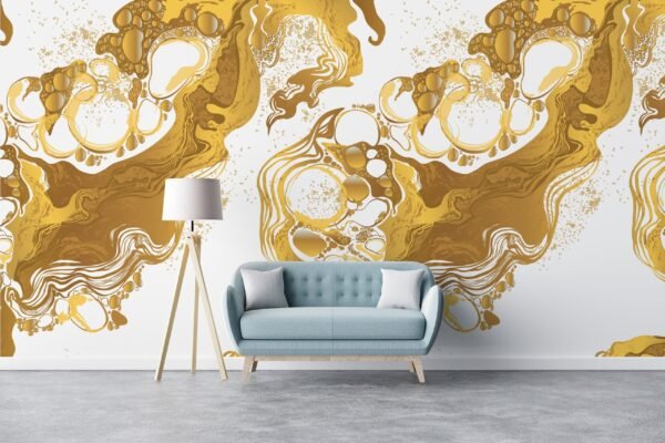 Golden Dream Wallpaper - Black & White Marble - Glamourous & Modern - Luxury Home Decor - Bedroom, Dining & Living Room - Summer Decor