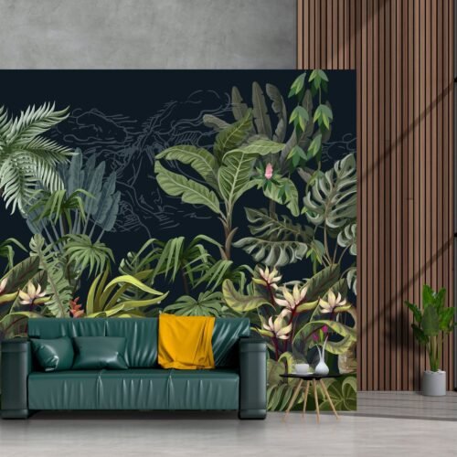 Tropical Paradise Wallpaper - Vibrant Jungle Wall Mural with Palm Trees & Flowers - Relaxing Nature Theme - Summer Decor Home Inspo - Bedroom