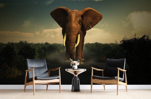 Elephant in the Room Wallpaper - Jungle & Safari Mural - Animal & Nature - Kids Room - Playroom Decor - Bedroom Decor Trends - Summer Decor