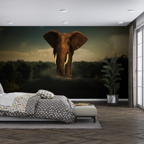 Elephant in the Room Wallpaper - Jungle & Safari Mural - Animal & Nature - Kids Room - Playroom Decor - Bedroom Decor Trends - Summer Decor