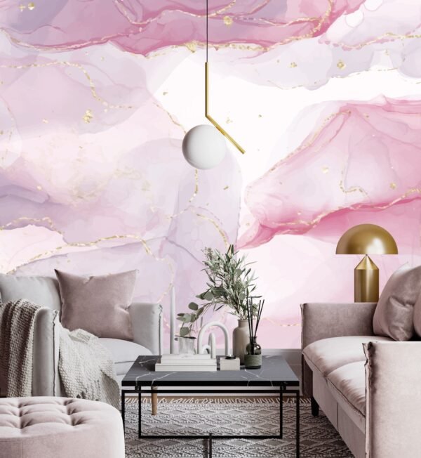 Pink Marble Wallpaper - Luxury Wall Murals - Bedroom, Living Room & Dining Room - Modern Art - Summer Decor