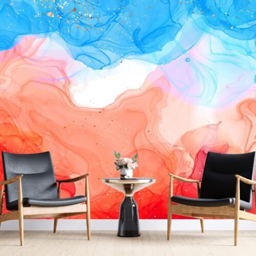 Abstract Watercolor Wallpaper - Contemporary & Fluid Mural - Unique - Modern Home Decor - Bedroom, Dining, Home Office, Entryway - Summer Decor