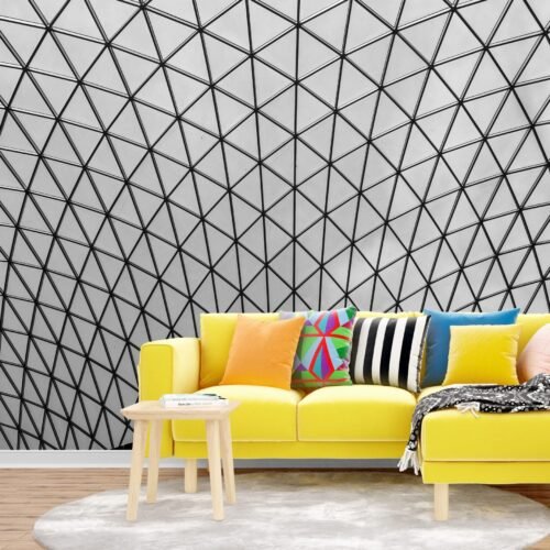 Geometric Dome Wallpaper - Green, Pink & Purple Wall Mural - Modern & Minimalist Mural - High Ceiling Decor - Circle Pattern - Living Room Decor