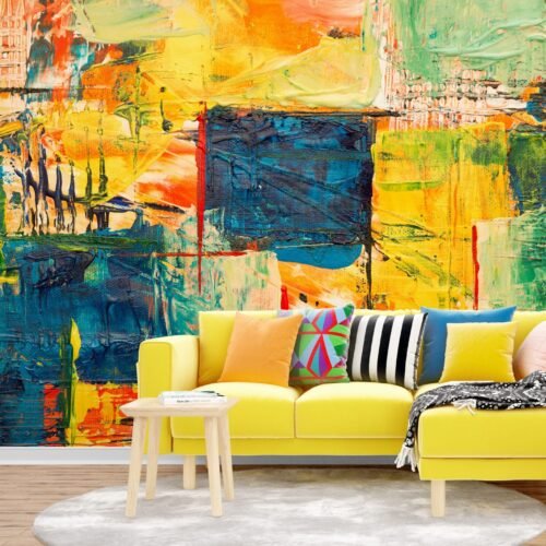 Abstract Art Wallpaper - Colorful & Vibrant Mural - Contemporary & Modern - Living Room - Summer Decor