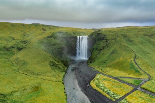 Nature's Beauty Waterfall Wallpaper - Blue & Green Landscape Wall Mural - 3D Effect Wall Art - Serene Home Decor - Living Room & Bedroom