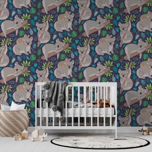 Koala Nursery Wallpaper - Calming & Whimsical Wall Mural - Peaceful Koala Mural - Kids Room Decor - Perfect for Boys & Girls