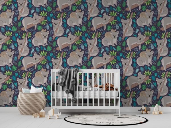 Koala Nursery Wallpaper - Calming & Whimsical Wall Mural - Peaceful Koala Mural - Kids Room Decor - Perfect for Boys & Girls