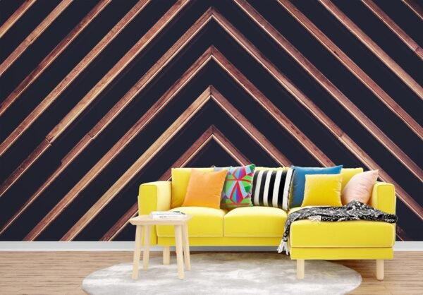 Chevron Wood Accent Wall Wallpaper - Modern & Contemporary Mural - Geometric Patterns - Bedroom, Living Room & Dining Room - Summer Decor