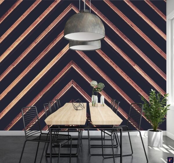 Chevron Wood Accent Wall Wallpaper - Modern & Contemporary Mural - Geometric Patterns - Bedroom, Living Room & Dining Room - Summer Decor