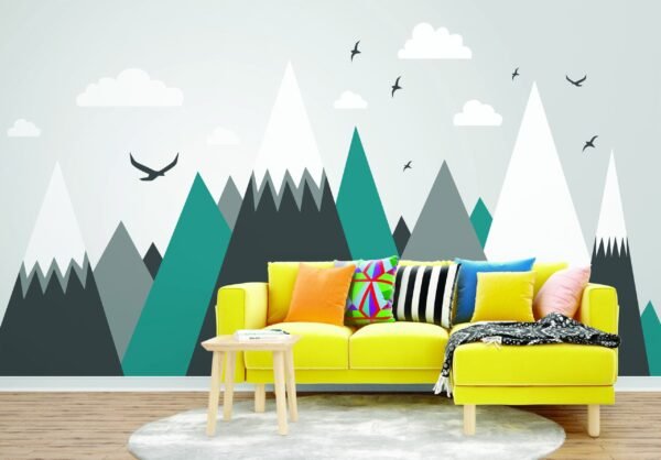 Mountain Range Wall Mural Wallpaper - Kids Room - Playroom Decor - Bedroom Decor Trends - Peel & Stick - Wall Coverings - Summer Decor