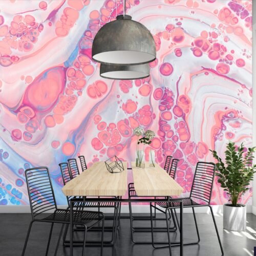 Pink Dream Wallpaper - Abstract & Fluid Mural - Relaxing & Soothing - Modern Home Decor - Summer Decor