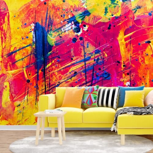 Abstract Art Wallpaper - Colorful & Vibrant Mural - Contemporary & Modern - Living Room - Summer Decor