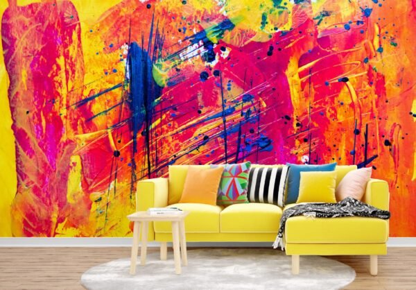 Abstract Art Wallpaper - Colorful & Vibrant Mural - Contemporary & Modern - Living Room - Summer Decor