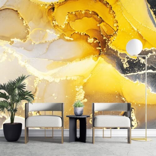 Golden Dream Wallpaper - 3D Marble Mural - Elegant & Modern - Luxury Home Decor - Bedroom, Dining & Living Room - Summer Decor