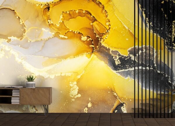 Golden Dream Wallpaper - 3D Marble Mural - Elegant & Modern - Luxury Home Decor - Bedroom, Dining & Living Room - Summer Decor