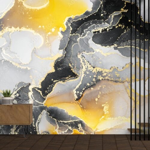 Golden Dream Wallpaper - Black & White Marble - Glamourous & Modern - Luxury Home Decor - Bedroom, Dining & Living Room - Summer Decor