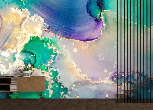 Abstract Colorful Marble Wallpaper - Vibrant & Modern Wall Murals - Home Decor & Interior Mural Trends - Artful Wall Coverings - Summer Decor