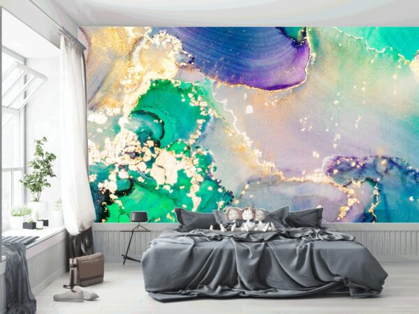 Abstract Colorful Marble Wallpaper - Vibrant & Modern Wall Murals - Home Decor & Interior Mural Trends - Artful Wall Coverings - Summer Decor