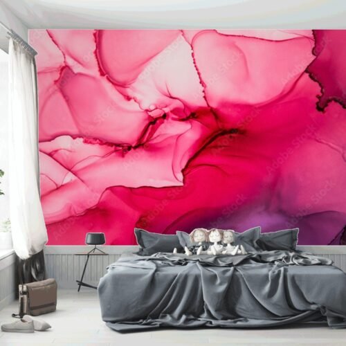 Pink Dream Wallpaper - Abstract & Fluid Mural - Relaxing & Soothing - Modern Home Decor - Summer Decor