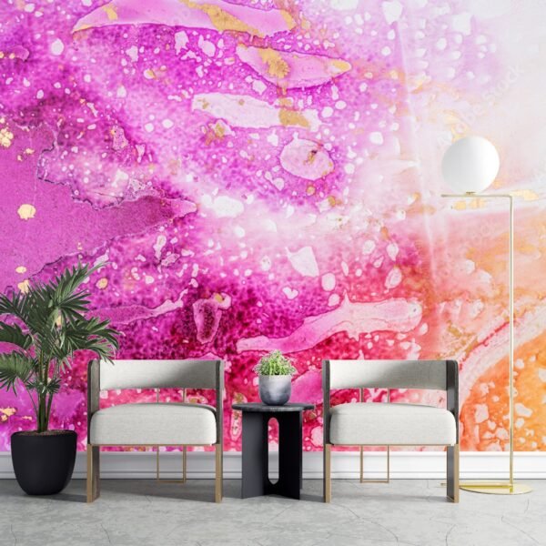 Pink Dream Wallpaper - Abstract & Vibrant Mural - Watercolor Art - Glamorous & Luxurious - Modern Home Decor - Summer Decor