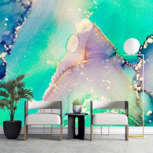 Modern Abstract Marble Wallpaper - Colorful & Geometric Mural - Unique & Stylish - Bedroom, Dining, Home Office, Entryway - Summer Decor