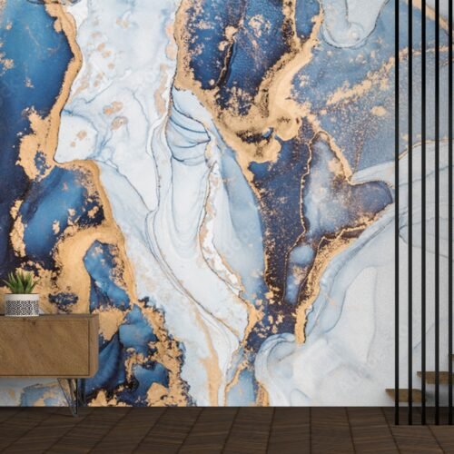 Blue Marble Wallpaper - Abstract Wall Murals - Luxury Home Decor - Modern Art - Unique Wall Coverings - Summer Decor