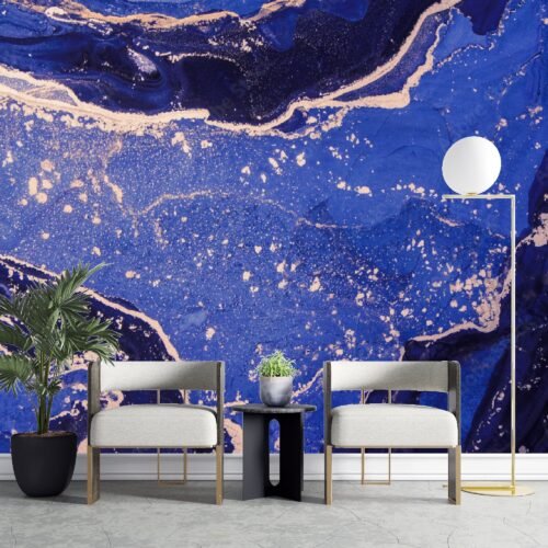 Dreamy Purple and Blue Marble Wallpaper - Abstract & Modern Mural - Elegant & Relaxing Bedroom, Dining, Home Office, Entryway - Summer Decor