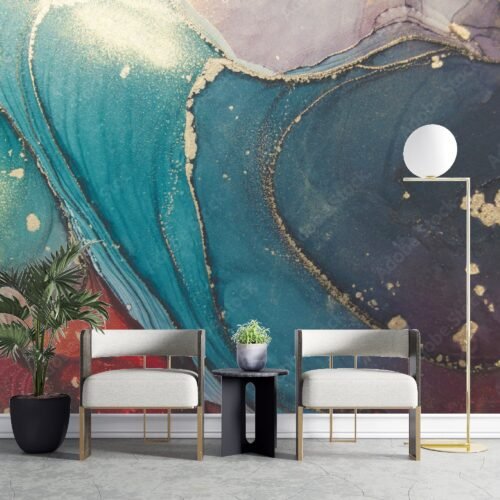 Abstract Watercolor Wallpaper - Contemporary & Fluid Mural - Vibrant & Cozy - Unique Shapes - Modern Home Decor - Summer Decor