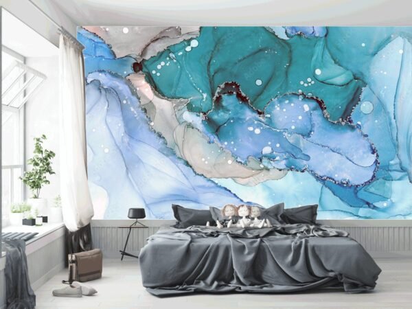 Blue Marble Wallpaper - Abstract Wall Murals - Luxury Home Decor - Modern Art - Unique Wall Coverings - Summer Decor