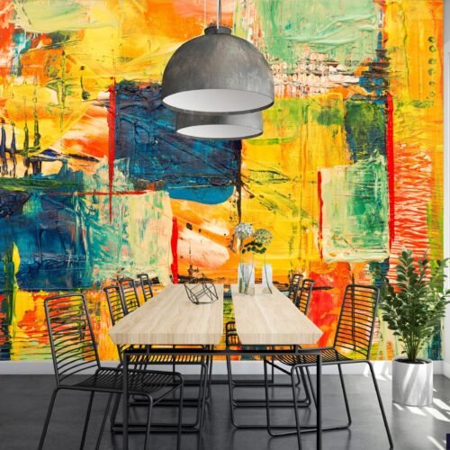 Abstract Art Wallpaper - Colorful & Vibrant Mural - Contemporary & Modern - Living Room - Summer Decor