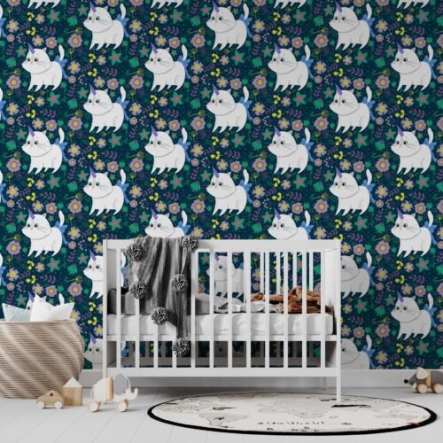 Night City Lights Wallpaper - Baby Room - Nursery Decor - Gender Neutral Mural - Blue & Gray Tones - City Skyline - Summer Decor