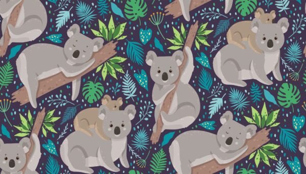 Koala Nursery Wallpaper - Calming & Whimsical Wall Mural - Peaceful Koala Mural - Kids Room Decor - Perfect for Boys & Girls