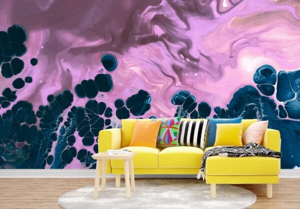 Dreamy Purple and Blue Marble Wallpaper - Abstract & Modern Mural - Elegant & Relaxing Bedroom, Dining, Home Office, Entryway - Summer Decor