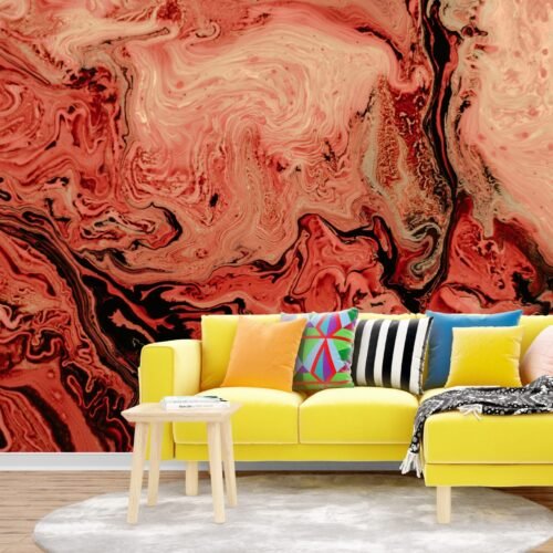 Modern Abstract Marble Wallpaper - Bold & Colorful Mural - Unique & Stylish - Bedroom, Dining, Home Office, Entryway - Summer Decor