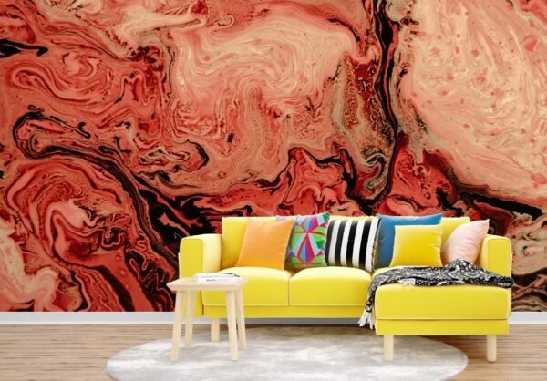 Modern Abstract Marble Wallpaper - Bold & Colorful Mural - Unique & Stylish - Bedroom, Dining, Home Office, Entryway - Summer Decor