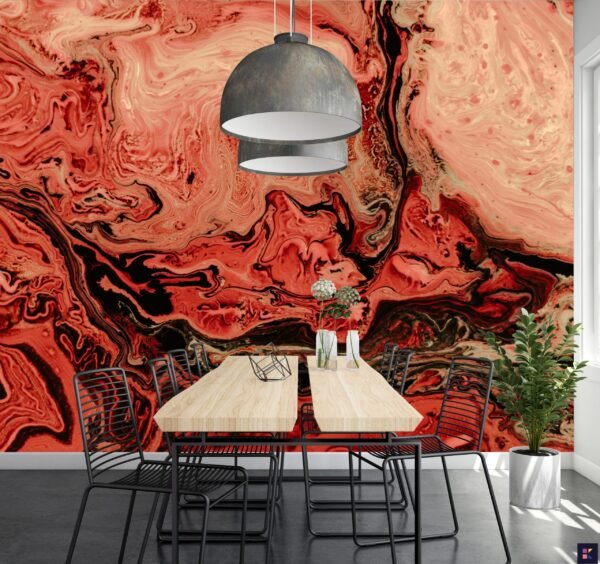 Modern Abstract Marble Wallpaper - Bold & Colorful Mural - Unique & Stylish - Bedroom, Dining, Home Office, Entryway - Summer Decor