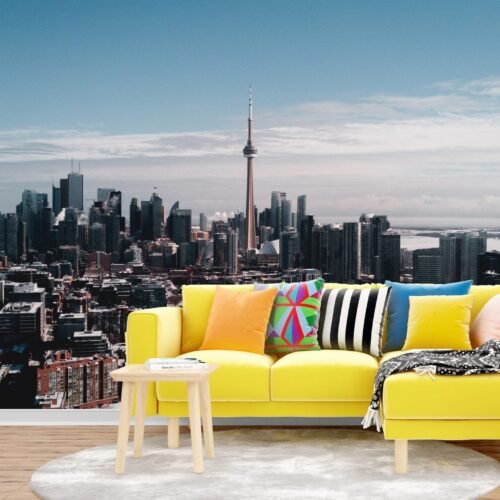 Toronto Skyline Wallpaper - Modern Canada Cityscape - Metro Skyline - Bedroom, Living Room, Dining Room & Office - Urban Art - Summer Decor