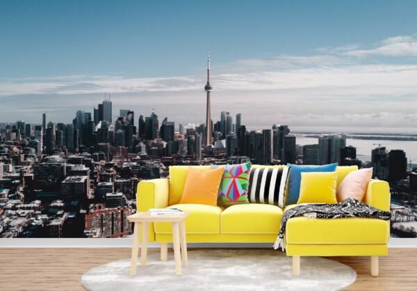 Toronto Skyline Wallpaper - Modern Canada Cityscape - Metro Skyline - Bedroom, Living Room, Dining Room & Office - Urban Art - Summer Decor