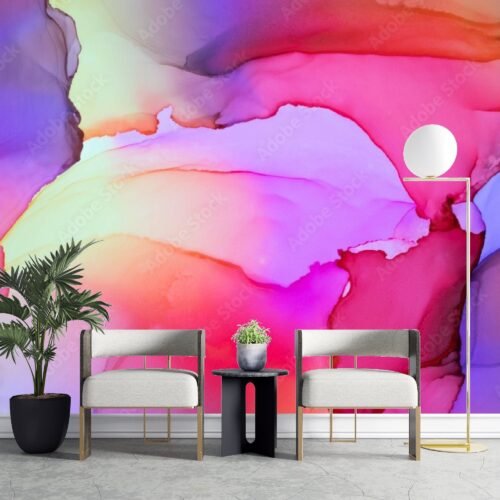 Abstract Watercolor Wallpaper - Contemporary & Fluid Mural - Vibrant & Cozy - Unique Shapes - Modern Home Decor - Summer Decor